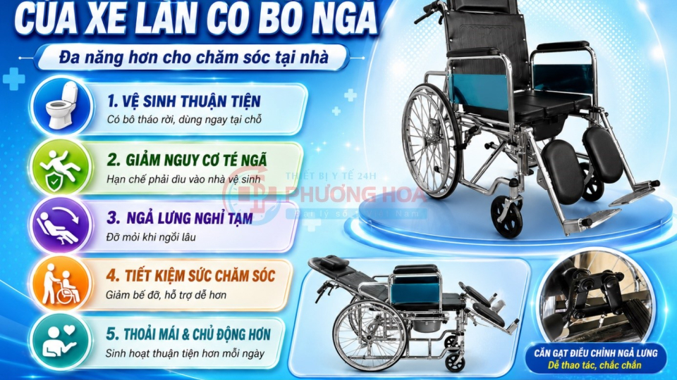 Ưu điểm nổi bật của xe lăn có bô ngả trong chăm sóc tại nhà
